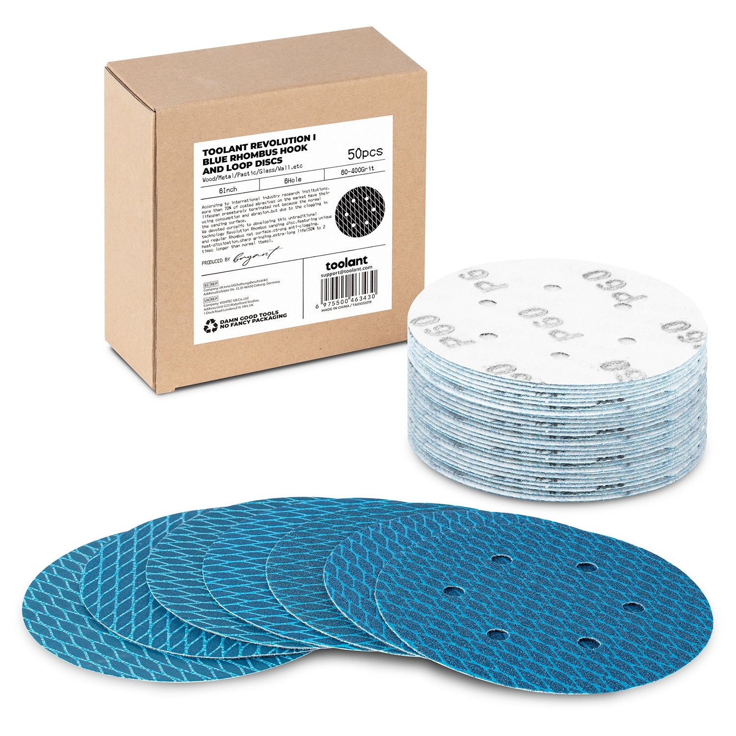Diamond Shape 5 Inch & 6 Inch 8 Hole Dust-Free Sanding Disc Hook and Loop Pads